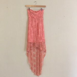 Peach halter top high low dress!
